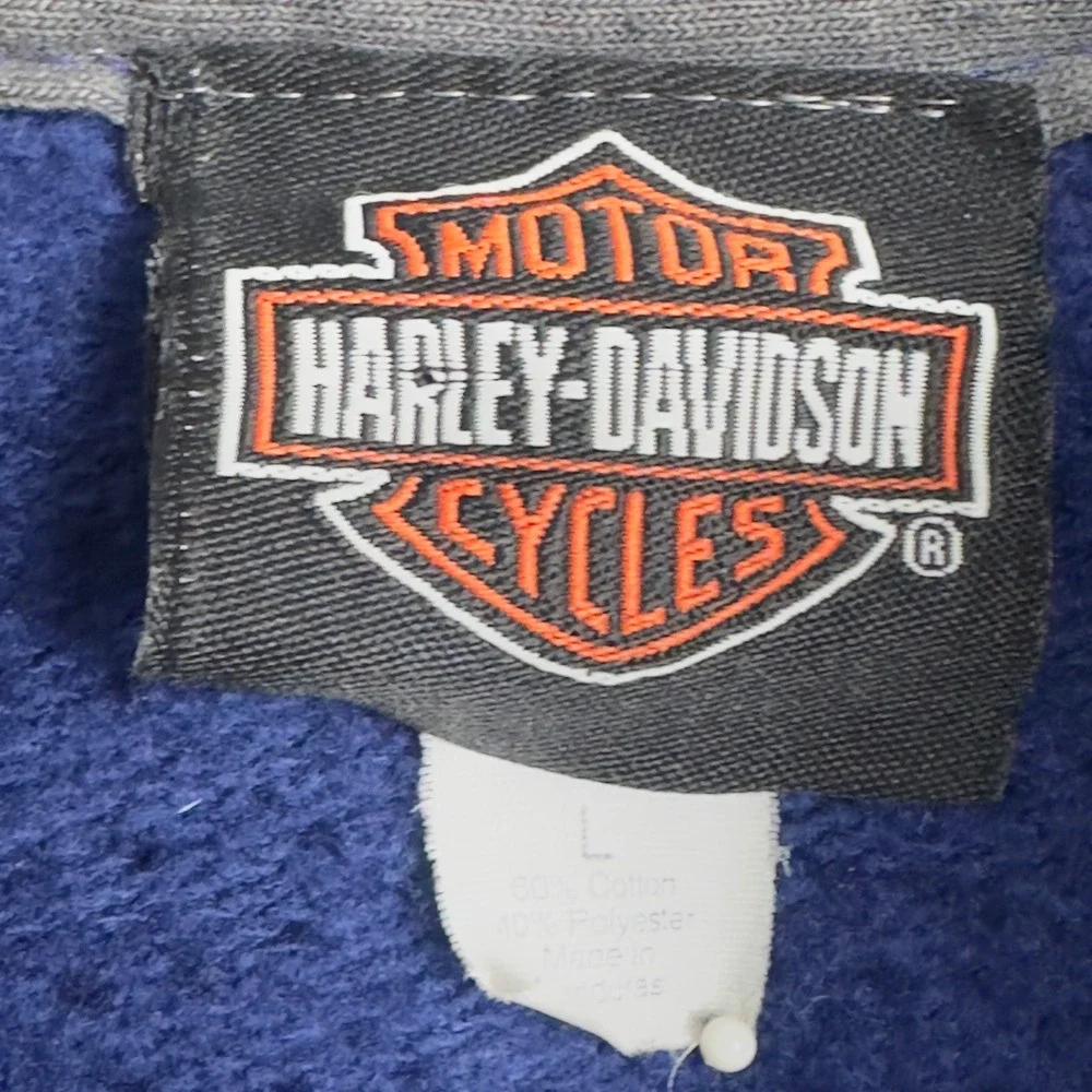 Harley-Davidson Zip Up Hoodie Mens Large Blue Pocono Mountain Graphic Sweatshirt